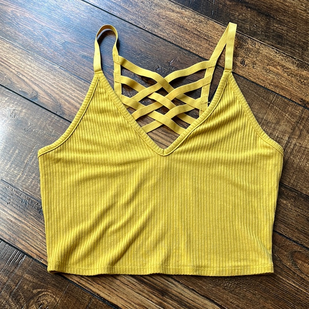 Bozzolo yellow strappy crop top